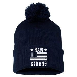 Maui Strong American Flag Pom Pom 12in Knit Beanie