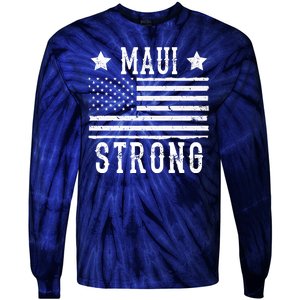 Maui Strong American Flag Tie-Dye Long Sleeve Shirt