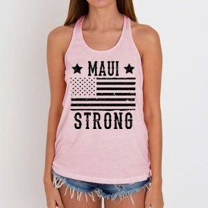 Maui Strong American Flag Women's Knotted Racerback Tank