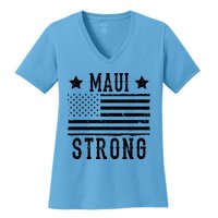 Maui Strong American Flag Women's V-Neck T-Shirt