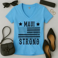 Maui Strong American Flag Women's V-Neck T-Shirt