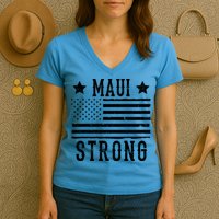 Maui Strong American Flag Women's V-Neck T-Shirt