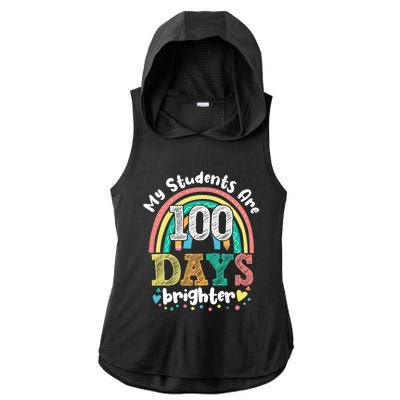 My Students Are 100 Days Brighter Rainbow 100th Day School Funny Gift Ladies PosiCharge Tri-Blend Wicking Draft Hoodie Tank