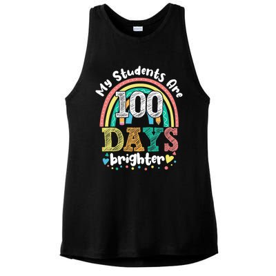 My Students Are 100 Days Brighter Rainbow 100th Day School Funny Gift Ladies PosiCharge Tri-Blend Wicking Tank