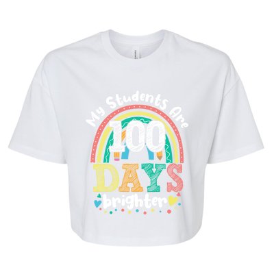 My Students Are 100 Days Brighter Rainbow 100th Day School Funny Gift Bella+Canvas Jersey Crop Tee