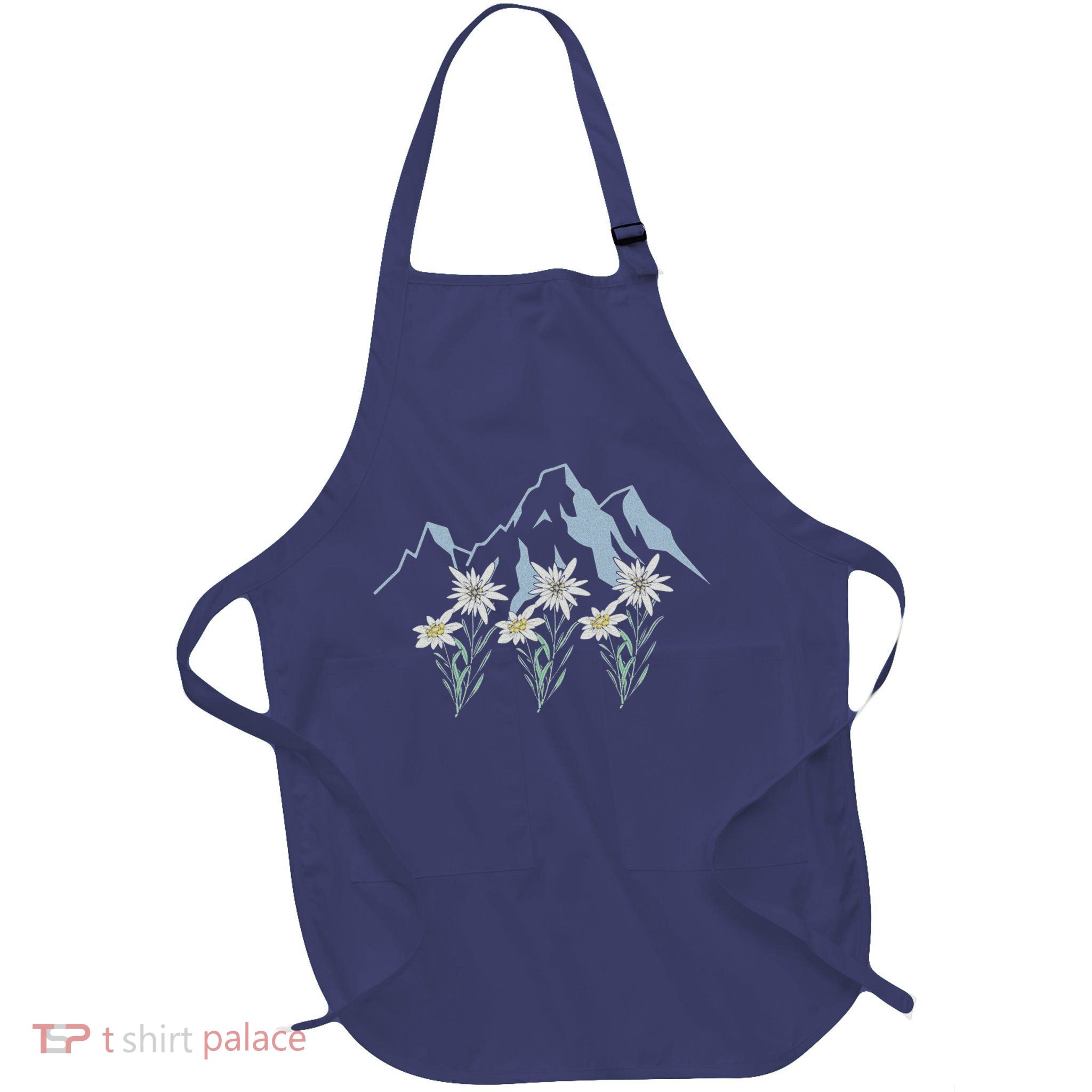 Mountains Switzerland Alps Edelweiss Basket Alpine Flower Full-Length Apron With Pockets