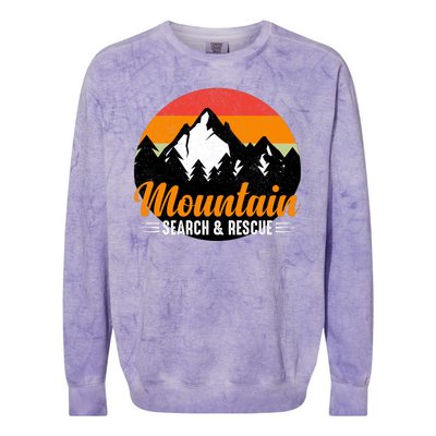 Mountain Search And Rescue Sunset Vintage Retro Colorblast Crewneck Sweatshirt