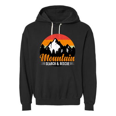 Mountain Search And Rescue Sunset Vintage Retro Garment-Dyed Fleece Hoodie