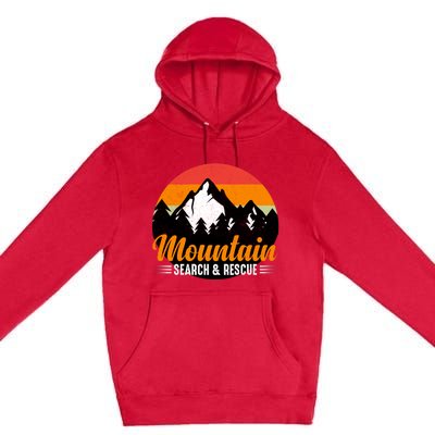 Mountain Search And Rescue Sunset Vintage Retro Premium Pullover Hoodie