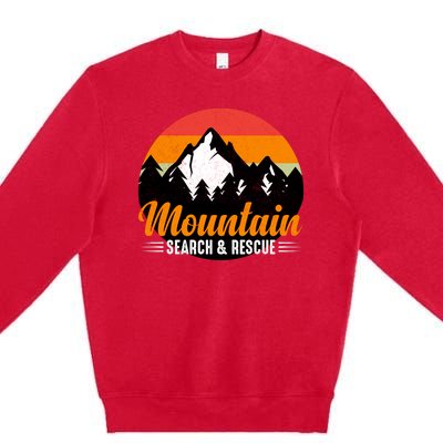 Mountain Search And Rescue Sunset Vintage Retro Premium Crewneck Sweatshirt