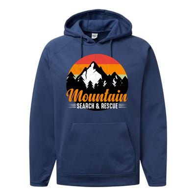 Mountain Search And Rescue Sunset Vintage Retro Performance Fleece Hoodie