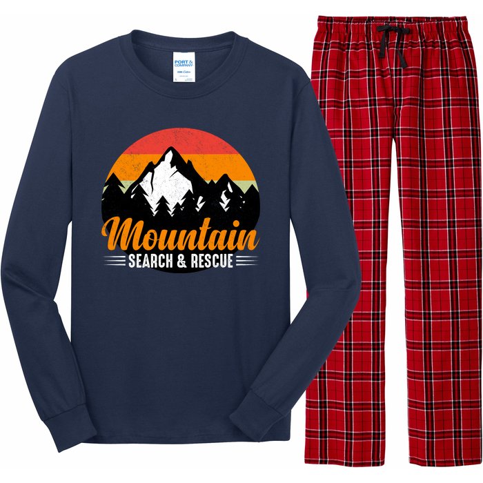 Mountain Search And Rescue Sunset Vintage Retro Long Sleeve Pajama Set