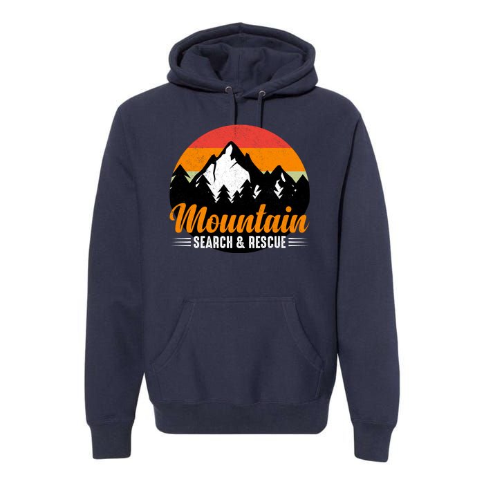 Mountain Search And Rescue Sunset Vintage Retro Premium Hoodie