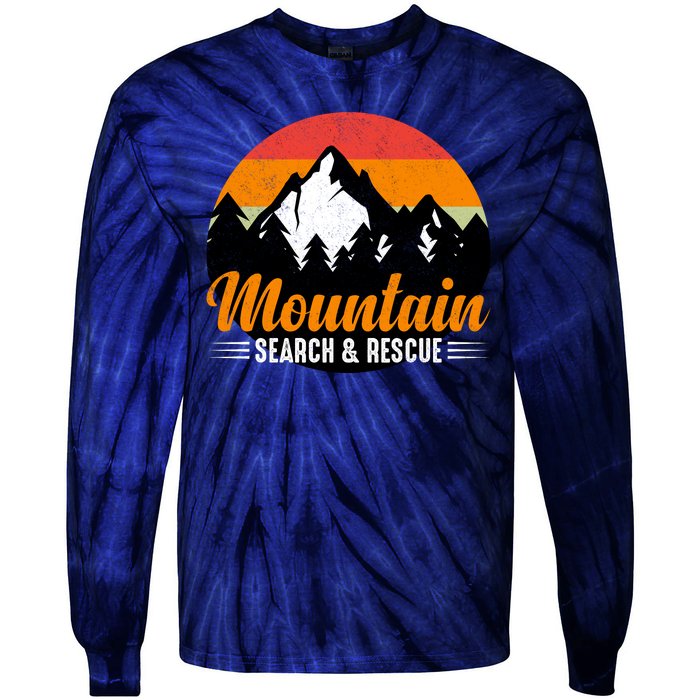 Mountain Search And Rescue Sunset Vintage Retro Tie-Dye Long Sleeve Shirt