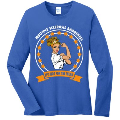 Multiple Sclerosis Awareness Ms Warrior Mom Unbreakable Gift Ladies Long Sleeve Shirt