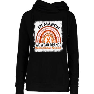 Multiple Sclerosis Awareness Ms Rainbow We Wear Orange Womens Funnel Neck Pullover Hood