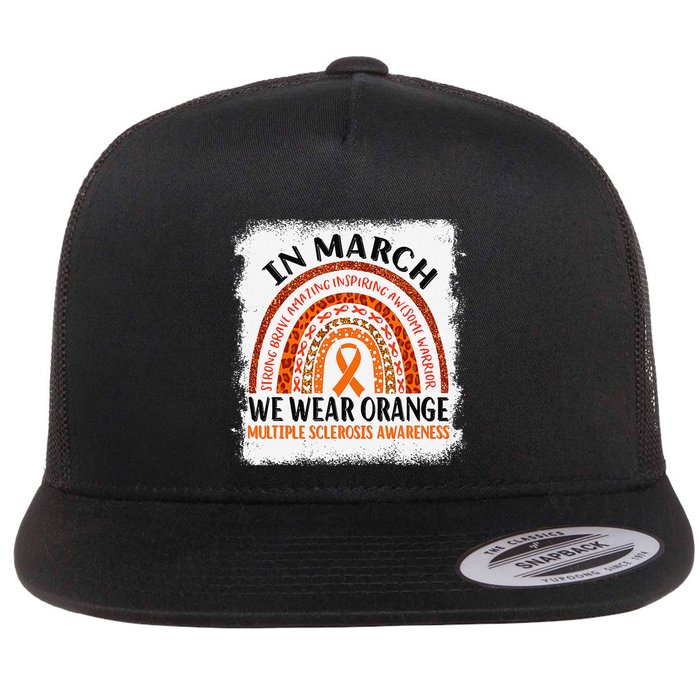 Multiple Sclerosis Awareness Ms Rainbow We Wear Orange Flat Bill Trucker Hat
