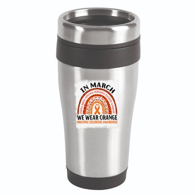 Multiple Sclerosis Awareness Ms Rainbow We Wear Orange 16oz Travel Tumbler
