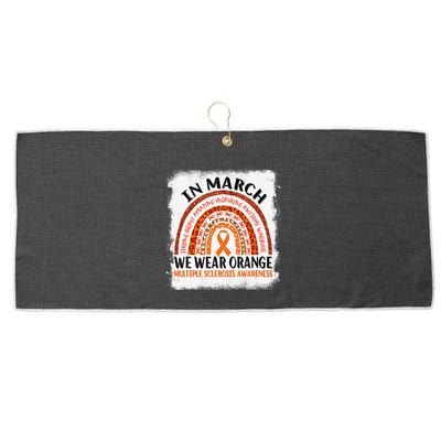 Multiple Sclerosis Awareness Ms Rainbow We Wear Orange Large Microfiber Waffle Golf Towel