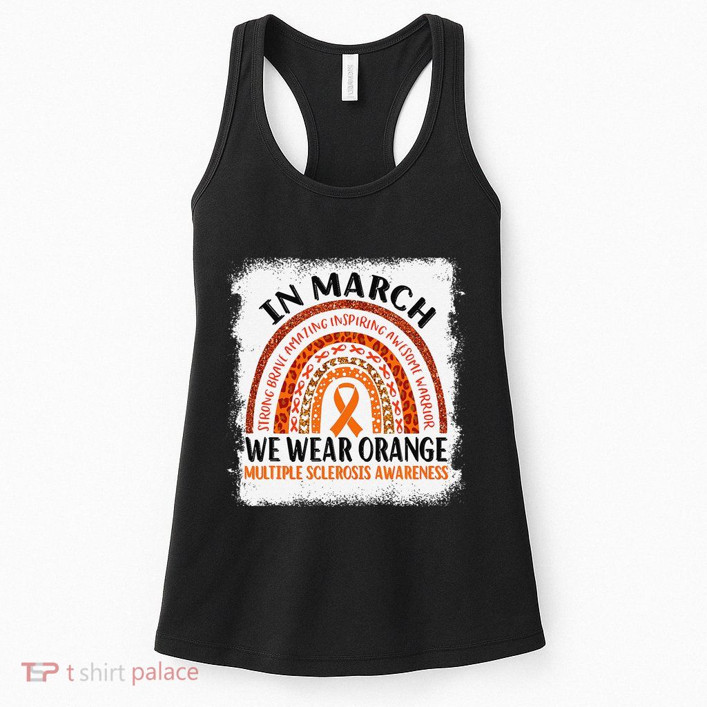 Multiple Sclerosis Awareness Ms Rainbow We Wear Orange Womens Tank Top
