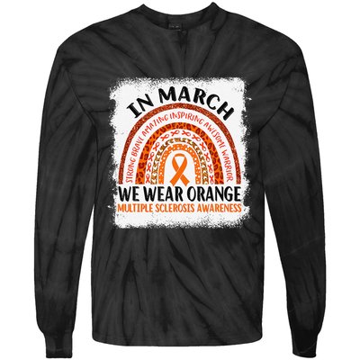 Multiple Sclerosis Awareness Ms Rainbow We Wear Orange Tie-Dye Long Sleeve Shirt