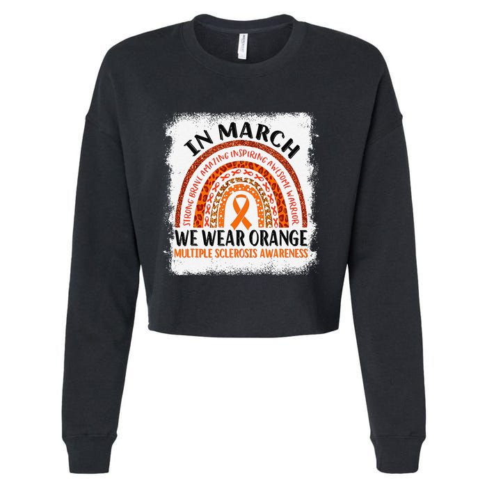 Multiple Sclerosis Awareness Ms Rainbow We Wear Orange Cropped Pullover Crew