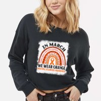 Multiple Sclerosis Awareness Ms Rainbow We Wear Orange Cropped Pullover Crew