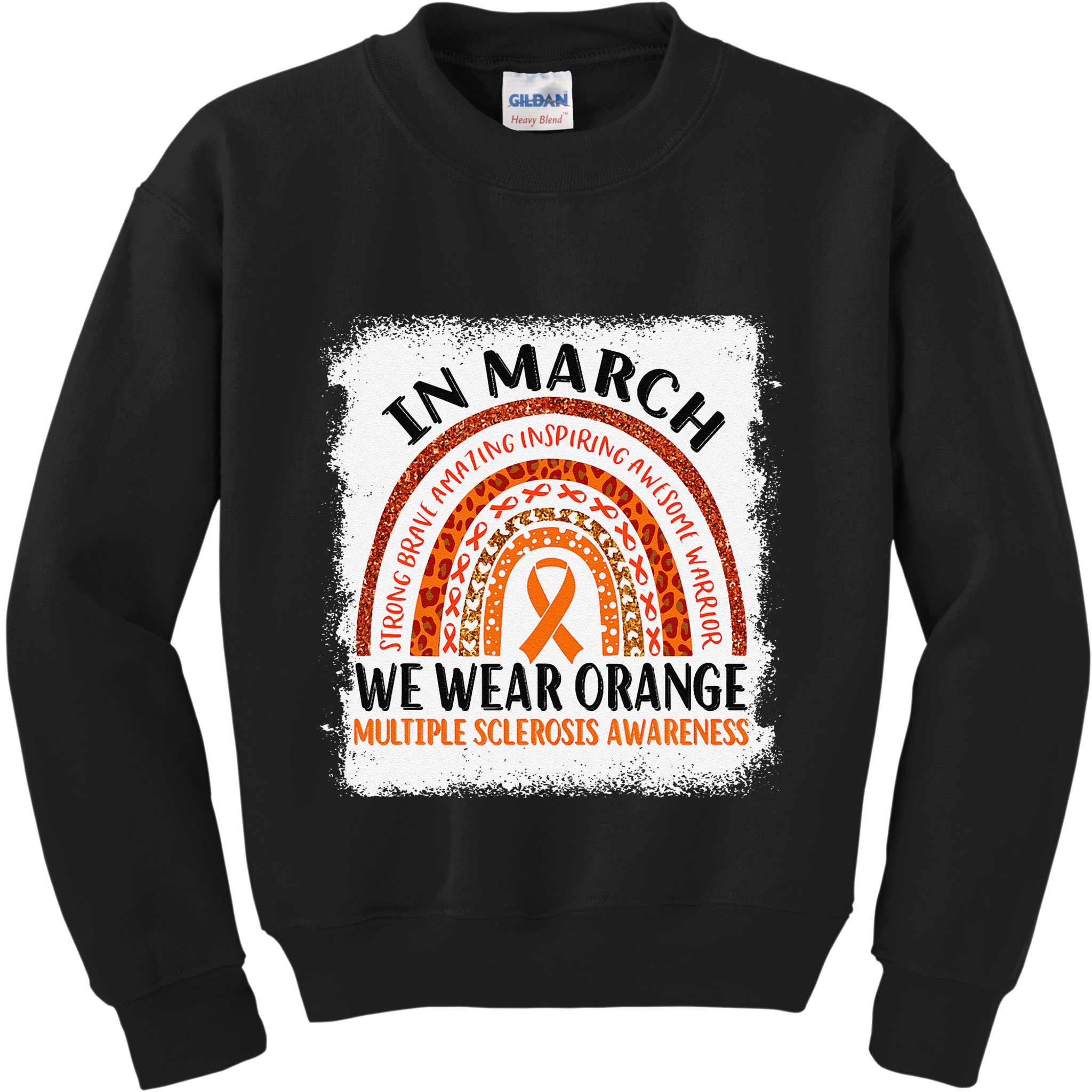 Multiple Sclerosis Awareness Ms Rainbow We Wear Orange Kids Sweatshirt