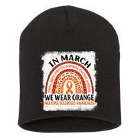Multiple Sclerosis Awareness Ms Rainbow We Wear Orange Short Acrylic Beanie