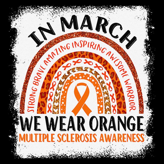 Multiple Sclerosis Awareness Ms Rainbow We Wear Orange Short Acrylic Beanie