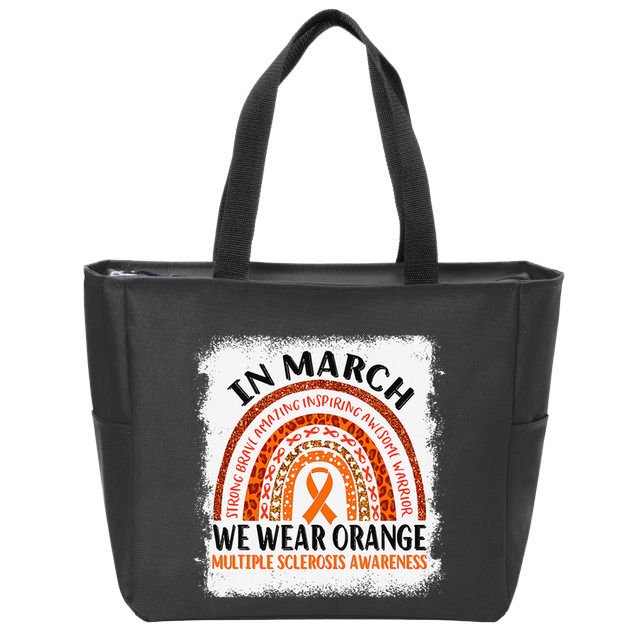 Multiple Sclerosis Awareness Ms Rainbow We Wear Orange Zip Tote Bag