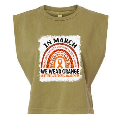 Multiple Sclerosis Awareness Ms Rainbow We Wear Orange Garment-Dyed Women's Muscle Tee