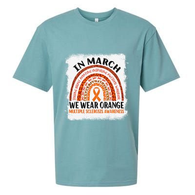 Multiple Sclerosis Awareness Ms Rainbow We Wear Orange Sueded Cloud Jersey T-Shirt