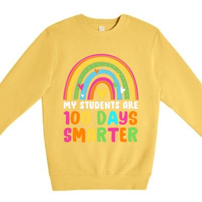 My Students Are 100 Days Smarter Rainbow Teacher Meaningful Gift Premium Crewneck Sweatshirt