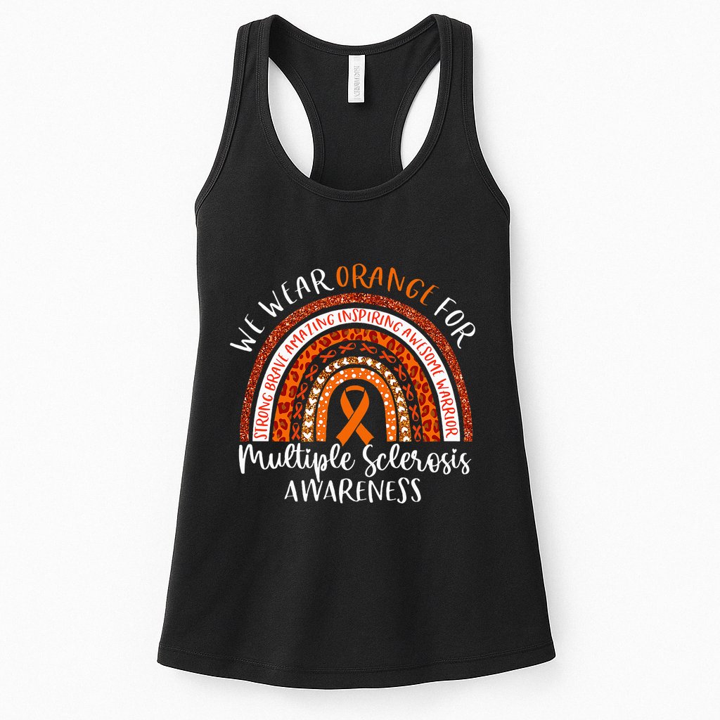 Multiple Sclerosis Awareness We Wear Orange Ms Rainbow Womens Tank Top