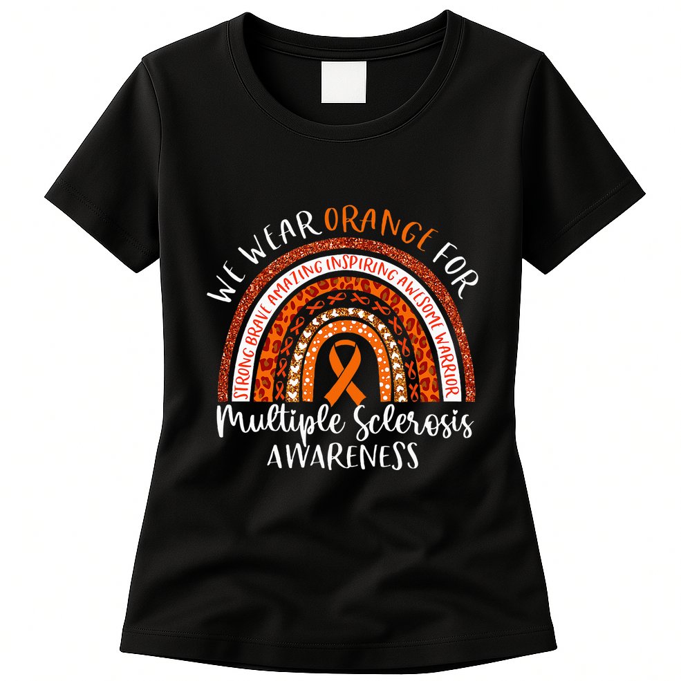 Multiple Sclerosis Awareness We Wear Orange Ms Rainbow Womens T-Shirt
