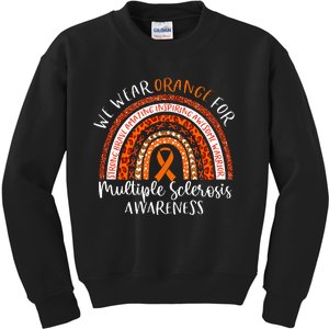 Multiple Sclerosis Awareness We Wear Orange Ms Rainbow Kids Sweatshirt