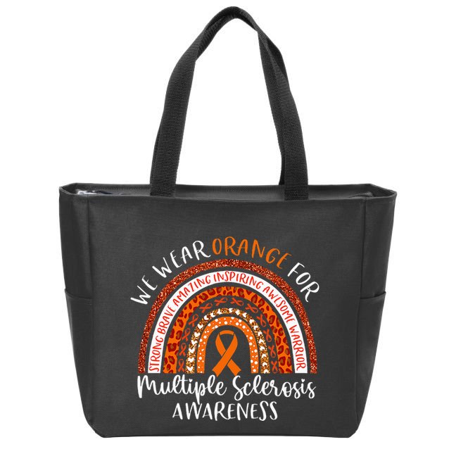 Multiple Sclerosis Awareness We Wear Orange Ms Rainbow Zip Tote Bag