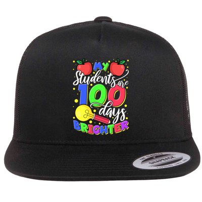 My Students Are 100 Days Brighter First Grade Teacher Gift Flat Bill Trucker Hat