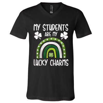 My Students Are My Lucky Charms Teacher St Patricks Day V-Neck T-Shirt