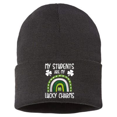 My Students Are My Lucky Charms Teacher St Patricks Day Sustainable Knit Beanie