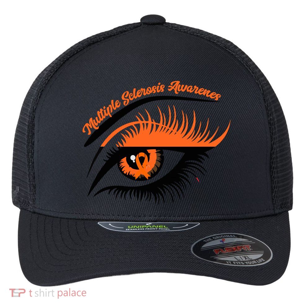 Multiple Sclerosis Awareness Eye Design Flexfit Unipanel Trucker Cap