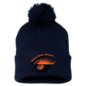 Multiple Sclerosis Awareness Eye Design Pom Pom 12in Knit Beanie