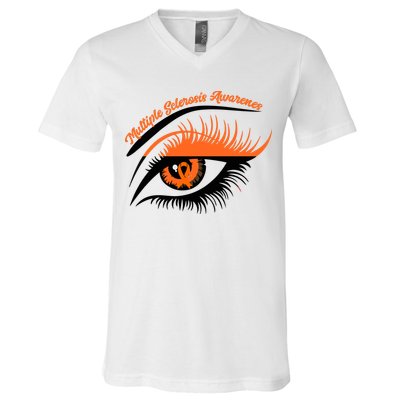 Multiple Sclerosis Awareness Eye Design V-Neck T-Shirt