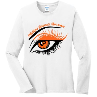 Multiple Sclerosis Awareness Eye Design Ladies Long Sleeve Shirt