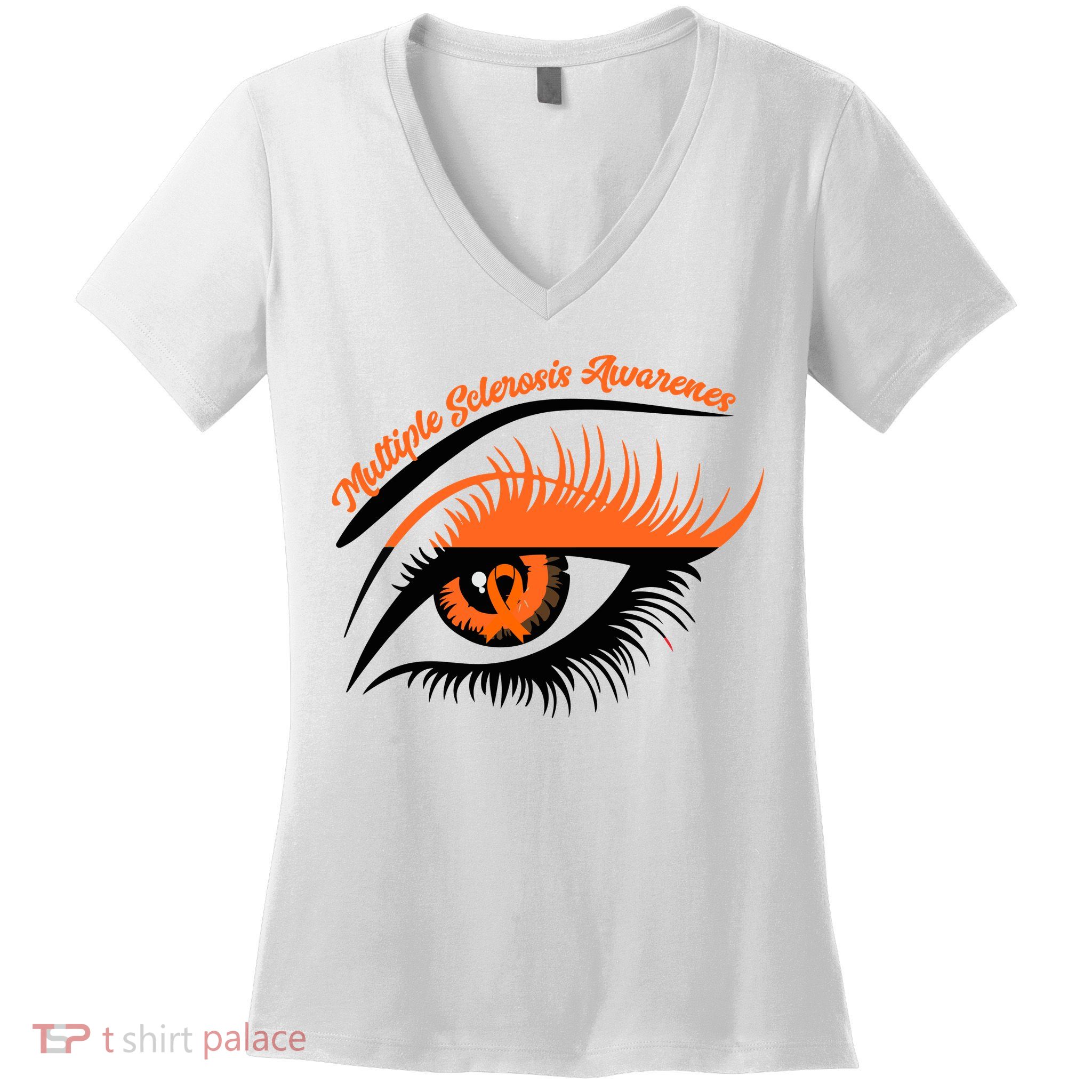 Multiple Sclerosis Awareness Eye Design Women's V-Neck T-Shirt