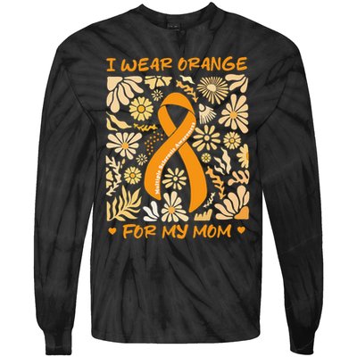 Multiple Sclerosis Awareness I Wear Orange for My Mom Boho Gift Tie-Dye Long Sleeve Shirt