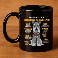Miniature Schnauzer Anatomy Funny Dog Mum Dad Gift 11oz C Handle Ceramic Mug
