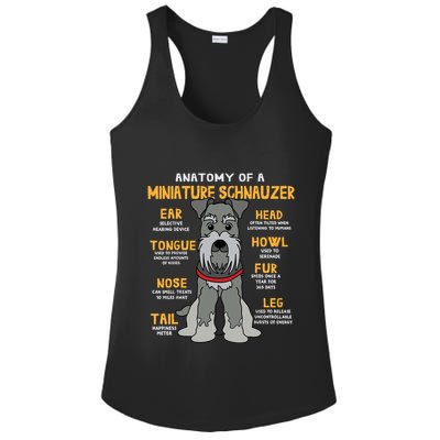 Miniature Schnauzer Anatomy Funny Dog Mum Dad Gift Ladies PosiCharge Competitor Racerback Tank