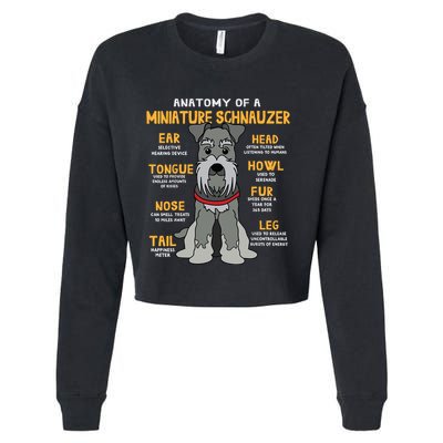 Miniature Schnauzer Anatomy Funny Dog Mum Dad Gift Cropped Pullover Crew